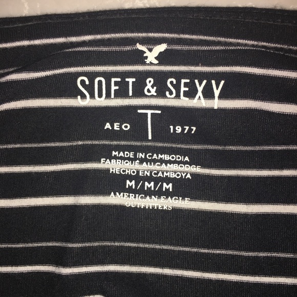 AEO black and white striped long sleeve top size M - Picture 3 of 3